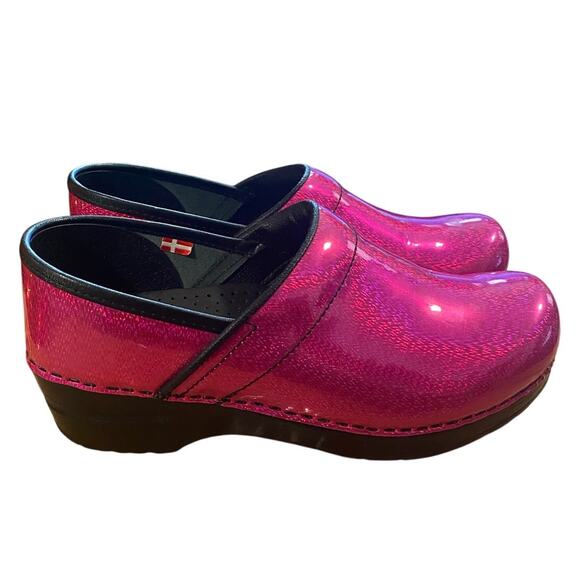 Sanita Danish Work Clog Womens EUR 38 US 7.5/8 Sparkle Pink Nurse Chef Dr - Picture 2 of 9